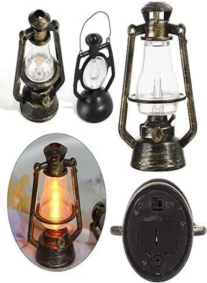 Tnyvm Bronze Color Miniature Lamps for Dollhouse, Doll House Retro Oil Lantern Dollhouse Accessories Scene Ornaments Miniature Scene Model Hurricane Lantern Kerosene Lamp Furniture Decoration - Image 3